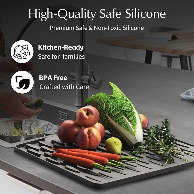 Silicone Dish Drying Mat for Kitchen Counter or Sink - Image 4