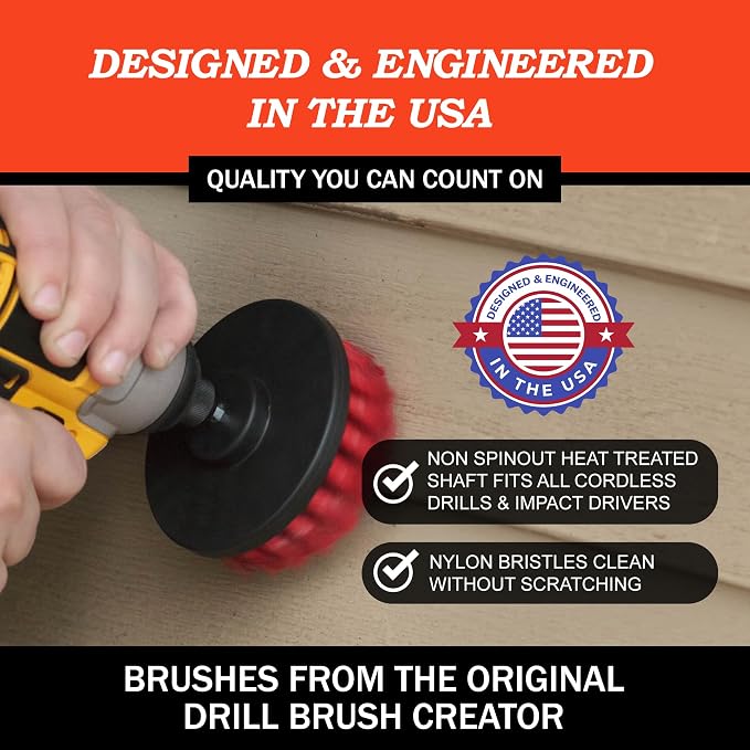 Drillbrush Heavy Duty Stiff Bristle Brush Kit – Power Scrubber Attachment - Image 3