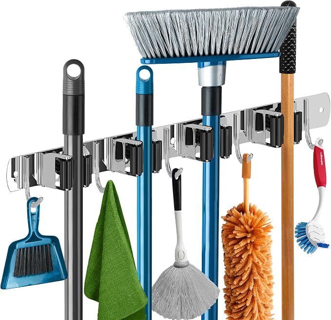 The Good Stuff Heavy Duty Mop and Broom Holder Wall Mount – Stainless Steel by TheGoodStuff