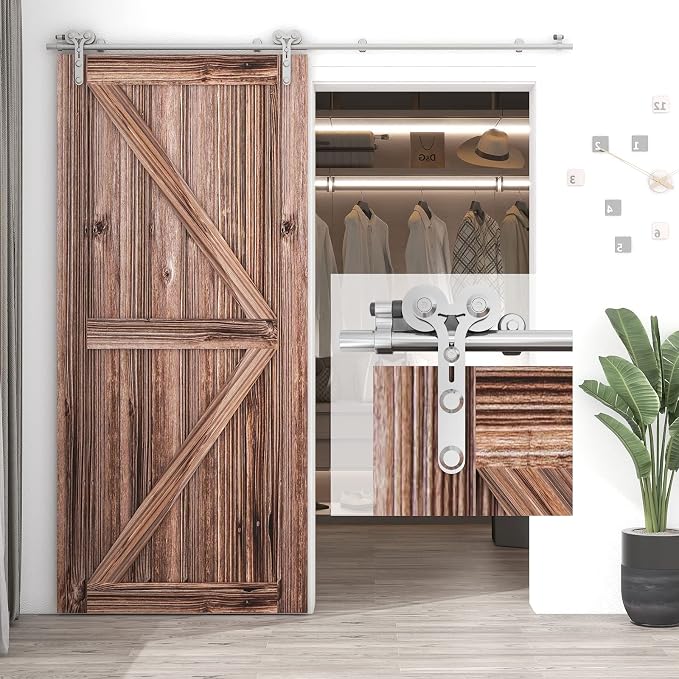 TSMST 9.6FT Sliding Barn Door Hardware Kit, Stainless Steel Heavy Duty Sturdy by TSMST