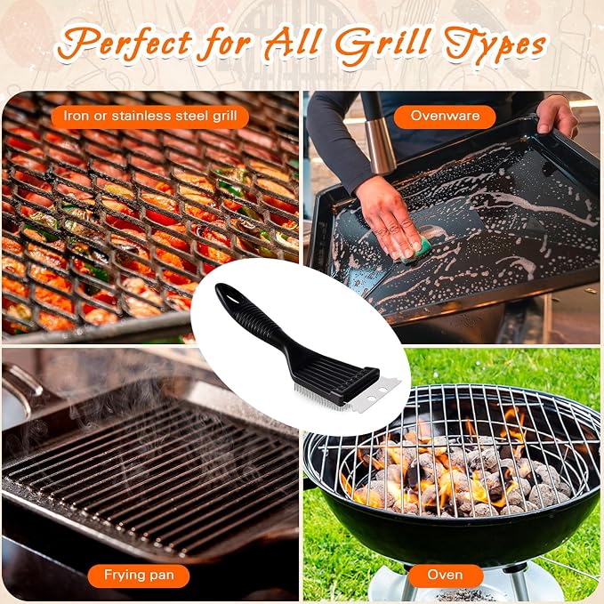 2 Pcs Grill Brush and Scraper, Barbecue Grill Cleaning Brush Stainless Steel - Image 7