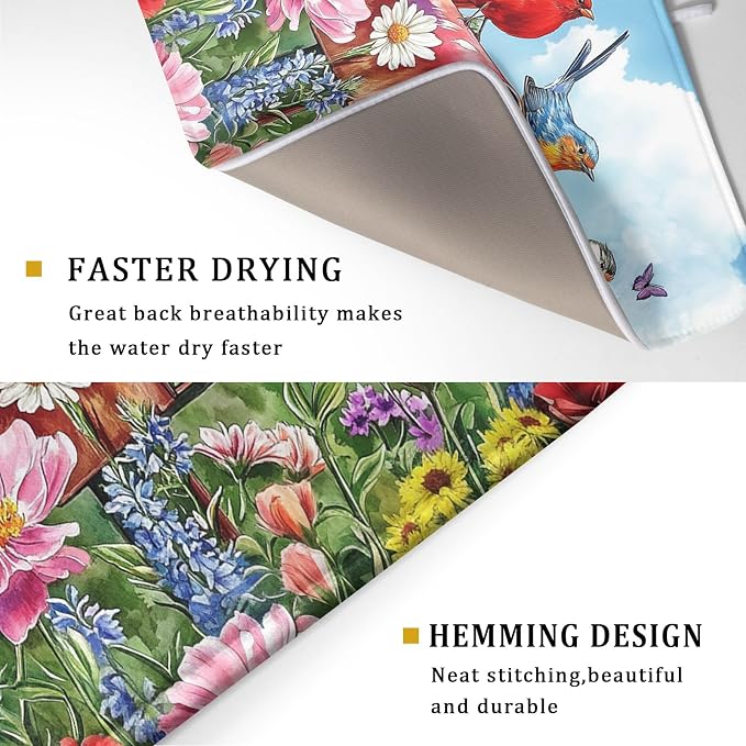 Khope Spring Floral Birds Dish Drying Mat - Image 3