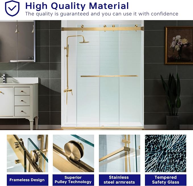 Woodbridge Frameless Shower Doors 56-60" Width x 76" Height - Image 9