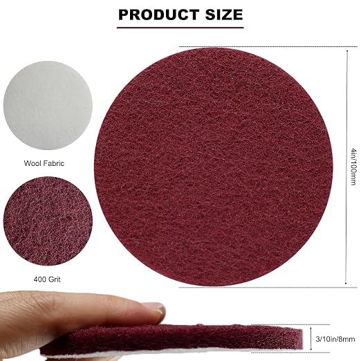 20 PCS 4 Inch 400 Grit Hoop and Loop Scrubber Scouring Pads Drill Scuffing Disc - Image 2