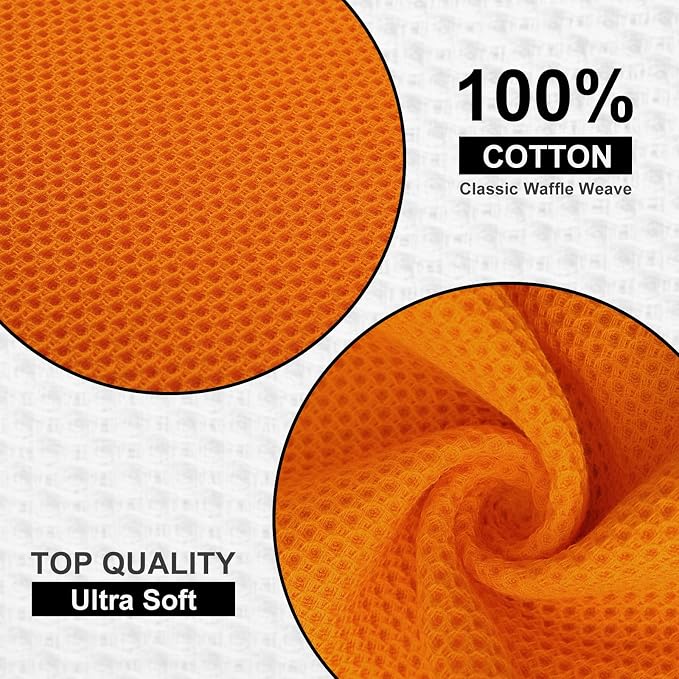 Kitinjoy 100% Cotton Kitchen Dish Cloths, 6 Pack Waffle Weave Ultra Soft - Image 2