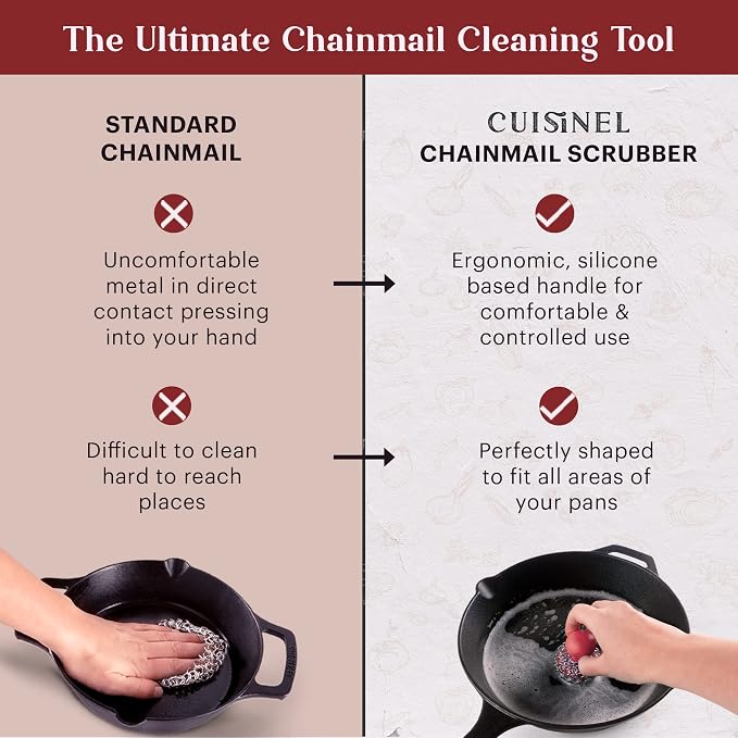 Cuisinel Cast Iron Chainmail Scrubber + Pan Scraper - Image 6