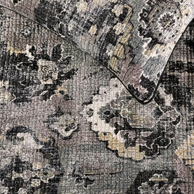 The HomeCentric Handmade Black & Grey Twin 53 x 18 inch Bed Runner with Matching Pillow Cover, Velvet Damask with Tassels Bed Scarf, Abstract Modern - Paved Damask