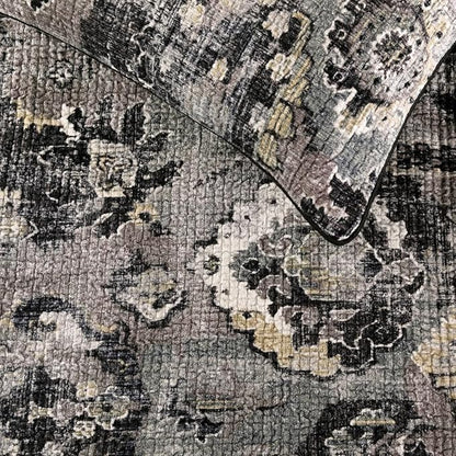 The HomeCentric Handmade Black & Grey Twin 53 x 18 inch Bed Runner with Matching Pillow Cover, Velvet Damask with Tassels Bed Scarf, Abstract Modern - Paved Damask