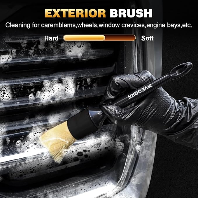 7PCS Car Detailing Brush Set, Boars Bristle Car Cleaning Detail Brush kit - Image 5
