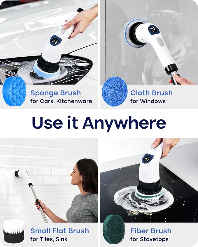 Electric Spin Scrubber for Cleaning, Adjustable Shower Brush - Image 5
