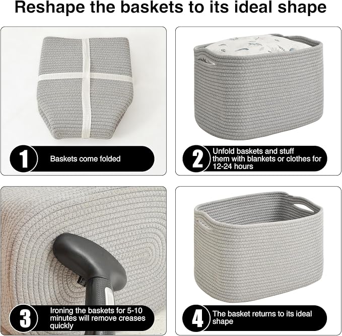 Storage Baskets for Organizing & Shelves, Woven Cotton Rope Organization Bins - Image 7
