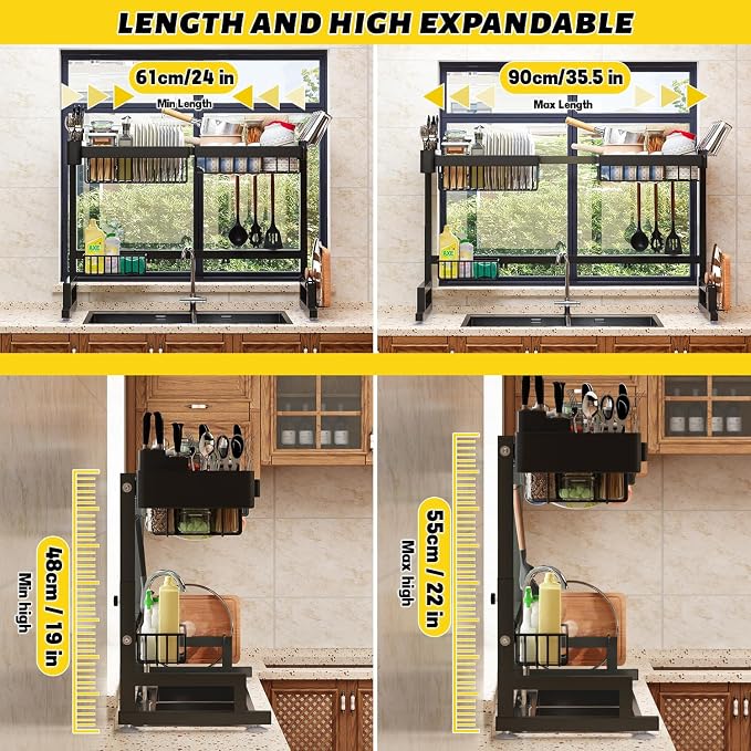 Over Sink Dish Drying Rack Snap-On Design Large Dish Drainer Storage Counter - Image 7