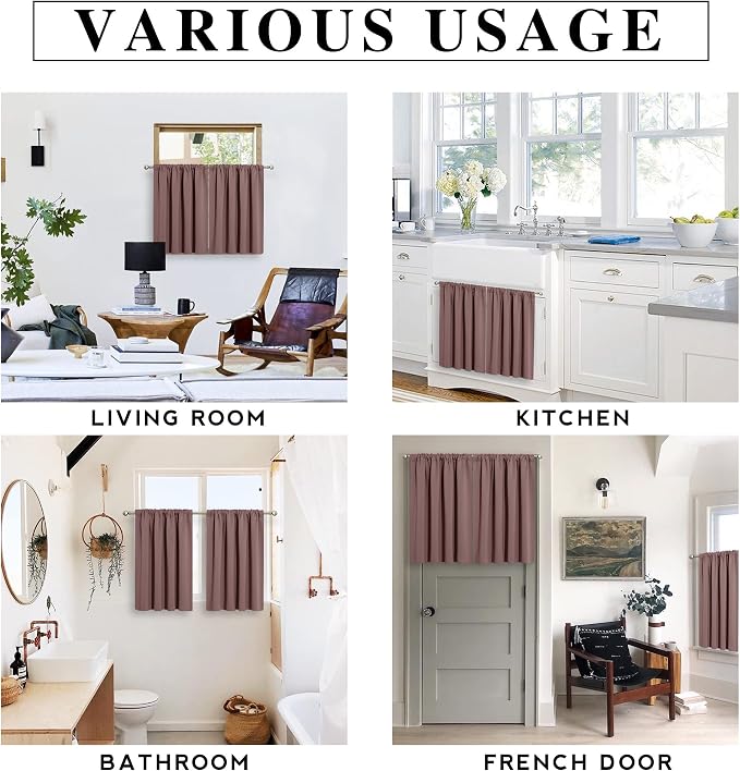RYB HOME 45 inch Curtains for Living Room, Rod Pocket Thermal Insulated Small - Image 7