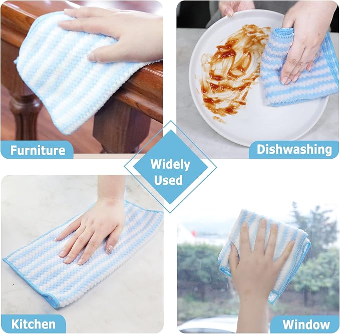 Choicy Microfiber Cleaning Cloth Absorbent Kitchen Towels Dish Cloths Washable - Image 6