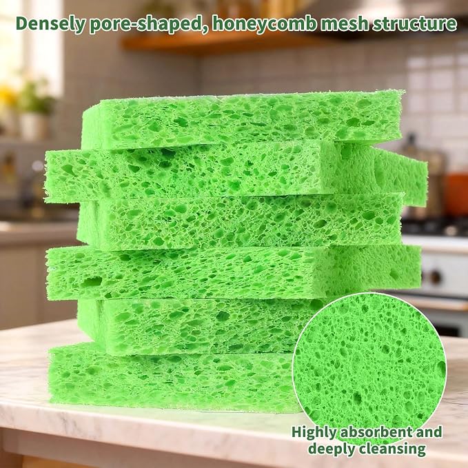 12 PCS Pop up Sponges Kitchen Cellulose Sponges 4.33 X 2.76 Inch Green Kitchen - Image 7
