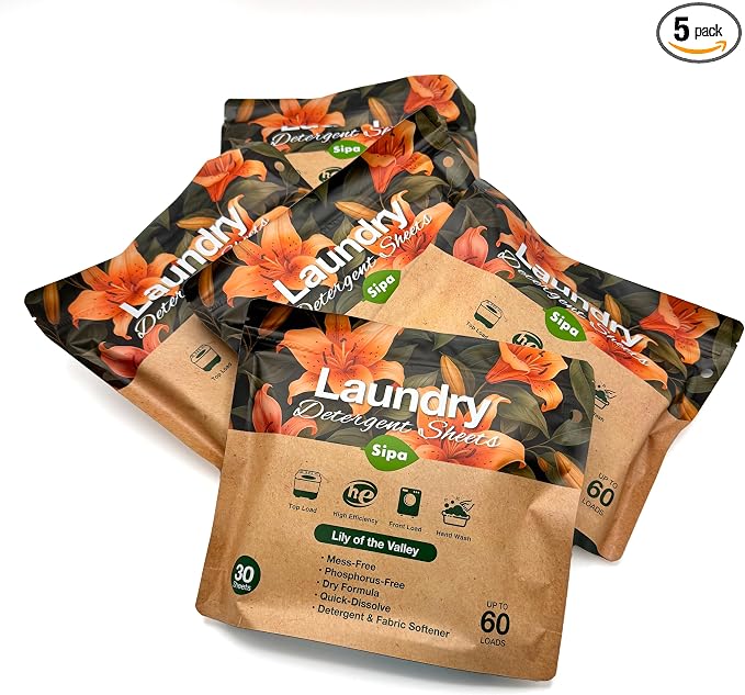 Pack of 5 SIPA Laundry Detergent Sheets Bag by SIPA
