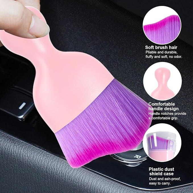 Ziciner Car Detailing Brush, Curved Soft Bristles Auto Removal Dust Collectors - Image 3
