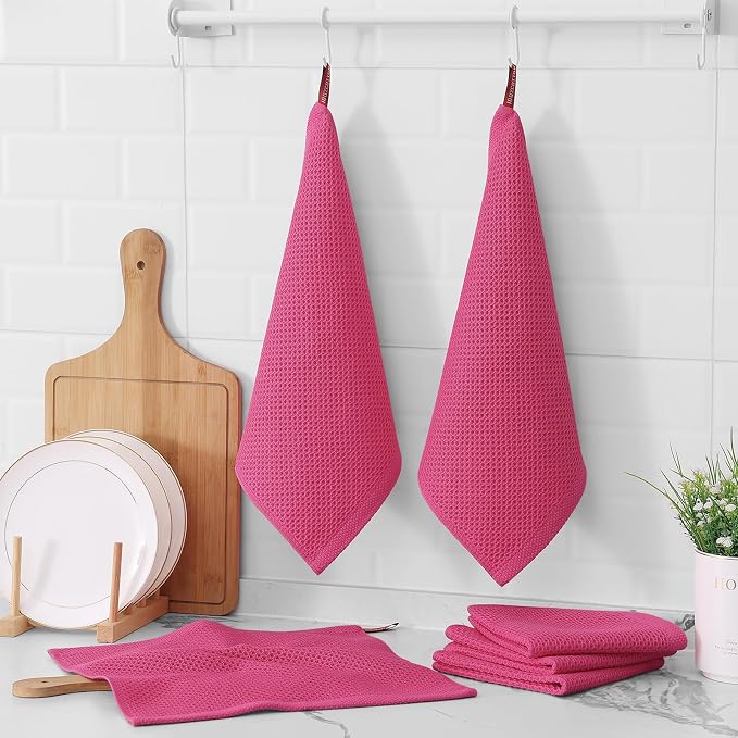 Kitinjoy 100% Cotton Kitchen Dish Cloths, 12 Pack Waffle Weave Ultra Soft - Image 6