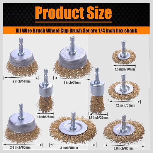 Wire Brush for Drill, 1/4 Inch Hex Shank, Drill Wire Brush for Cleaning Rust - Image 2