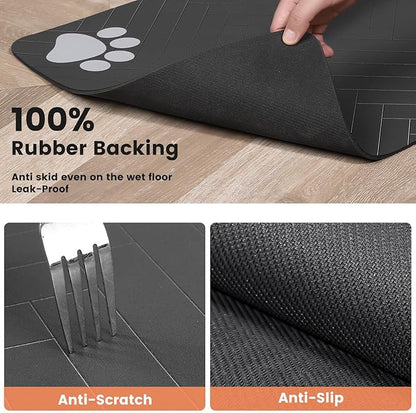 Pet Feeding Mat-Absorbent Pet Placemat for Food and Water Bowl, with Waterproof Rubber Backing, Quick Dry Water Dispenser Mat for Dog and Cat (20"x12", Christmas)