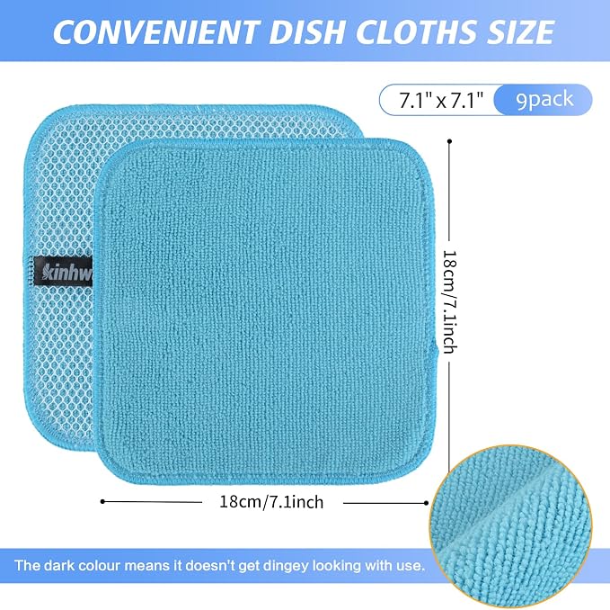 KinHwa Kitchen Washcloths for Dishes Absorbent Microfiber Dish Cloths Quick Dry - Image 6