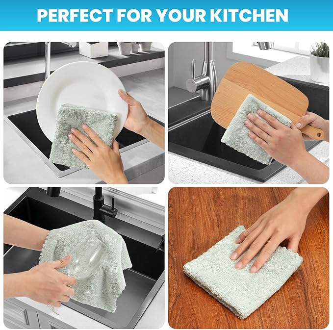 12 Pack Cleaning Cloth, Ultra Soft Absorbent Quick Drying Microfiber Cleaning - Image 4