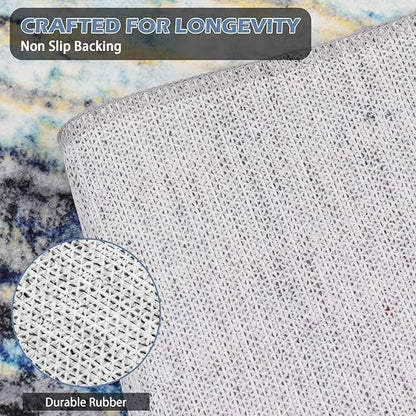 Runner Rug Washable 2x16 FT, Non Slip Rubber Backing Abstract Carpet, Soft Area Rugs for Bedroom Kitchen Hallway Entryway Bathroom, Customized