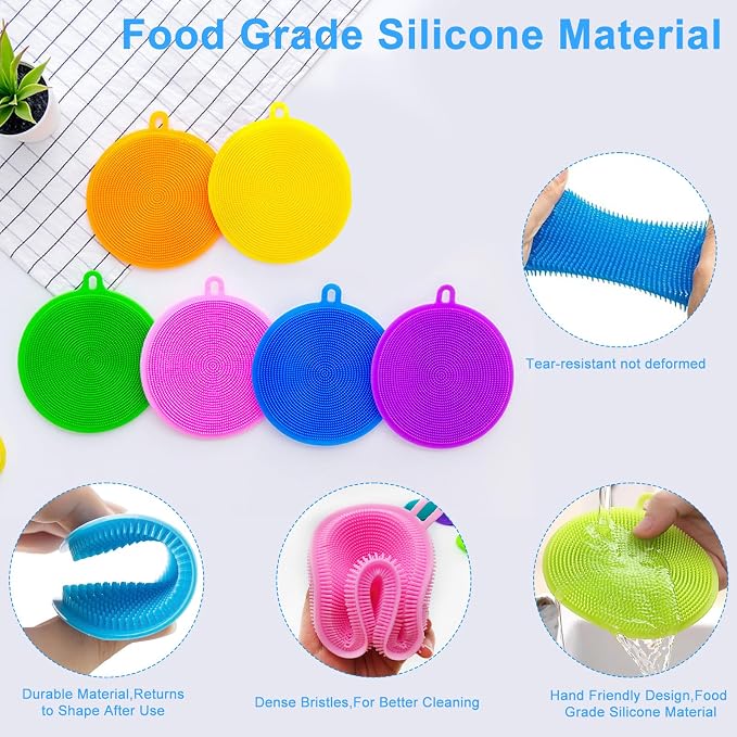 Silicone Dish Scrubber, 12 Pack Silicone Sponge Dish Brush Food Grade BPA Free - Image 6