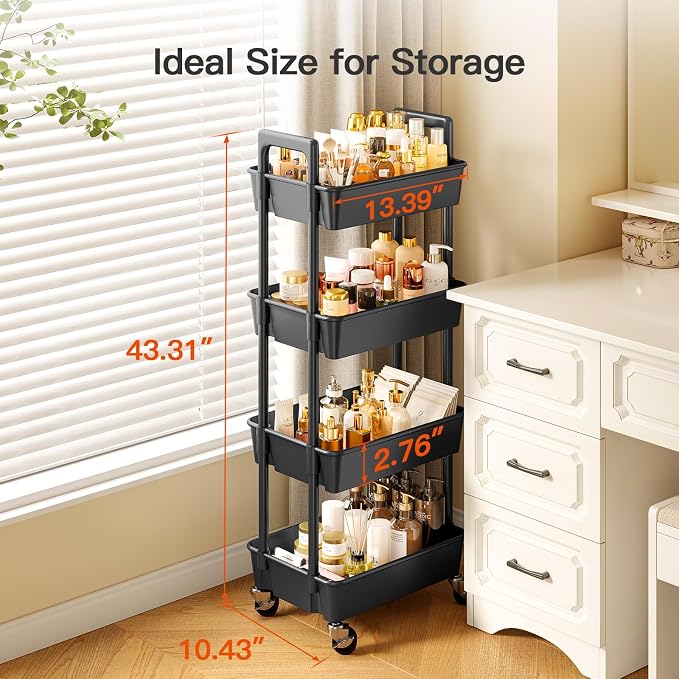 Pipishell 4-Tier Rolling Cart, Plastic Cart - Image 5