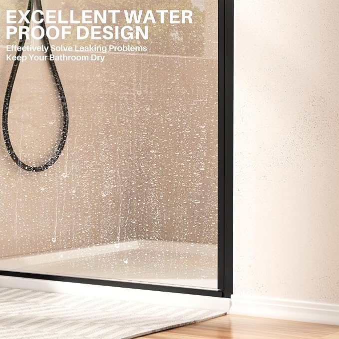 WinZo 33-34" W ×72" H Frameless Pivot Shower Door, Pivot Swing Shower Glass - Image 4