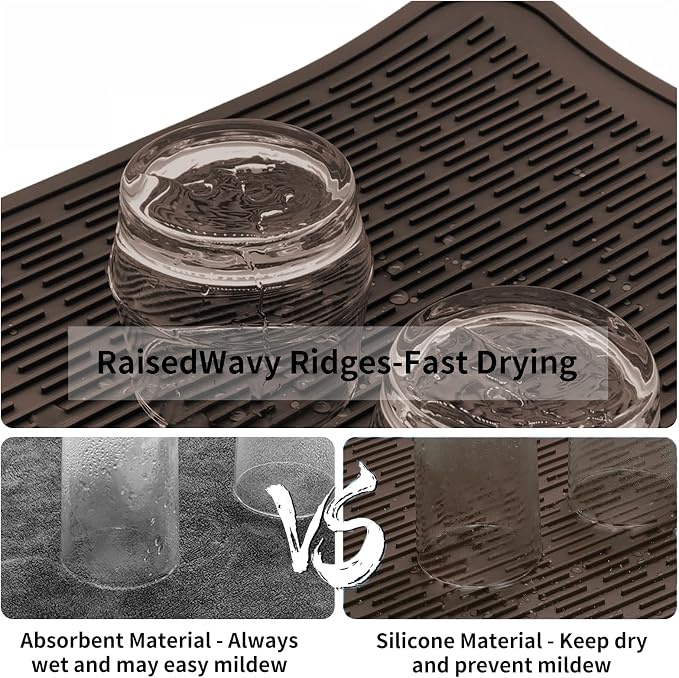ZLR Silicone Dish Drying Mat for Kitchen Counter, Eco-Friendly Fast Dry Dish Mat - Image 2