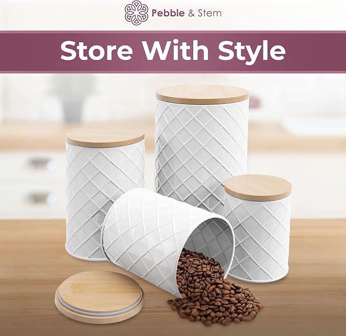 Pebble & Stem® White Metal Canister Set - Image 7
