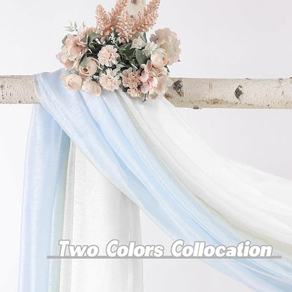 DONREN White Sheer Window Scarf Valance - Luxury Soft Semi Sheer Scarf for Window Wedding Arch Curtains (1 Panel, 34 x 216 Inch Length)