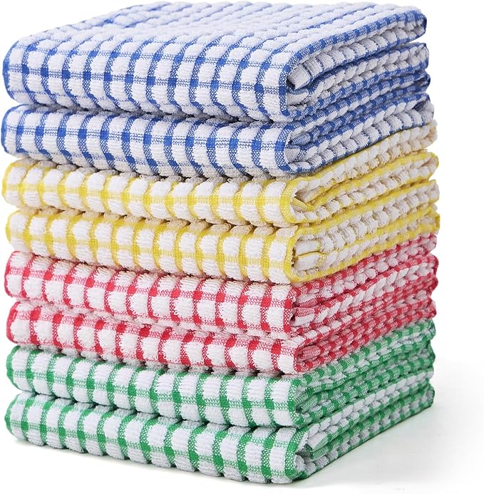 Egles 8 Packs Kitchen Dishcloths 15x27 Inches 100% Cotton Kitchen Dish Cloths by Egles