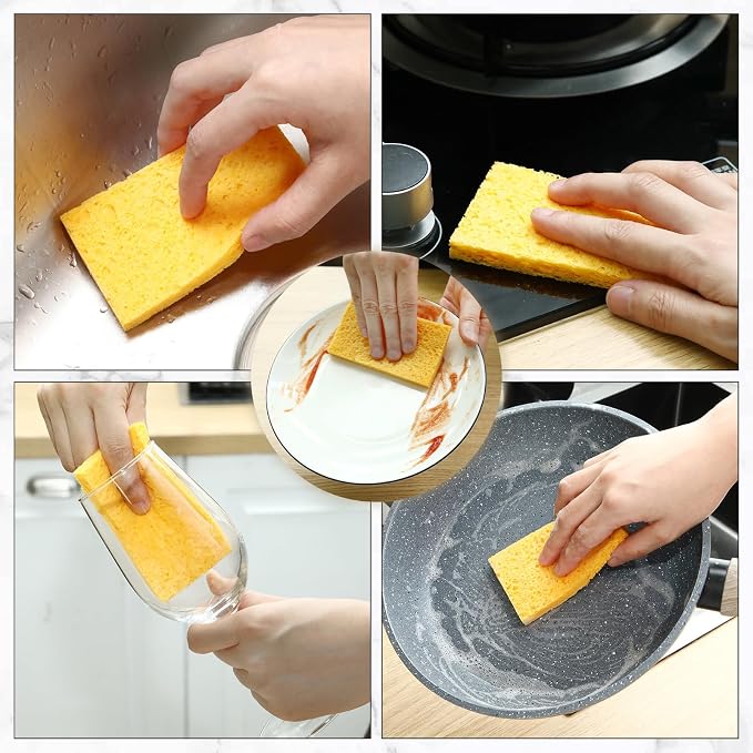 Zhengmy 100 Pieces Sponges Kitchen Compressed Sponges Bulk Natural Dish Sponge - Image 5