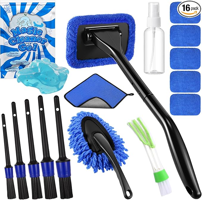 16 Pcs Windshield Cleaner Tool, Car Cleaning Kit by Wovnet
