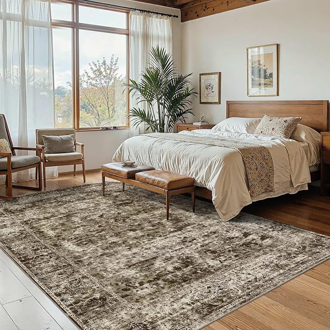 Area Rugs 5x7, Washable Brown Rugs - Image 3