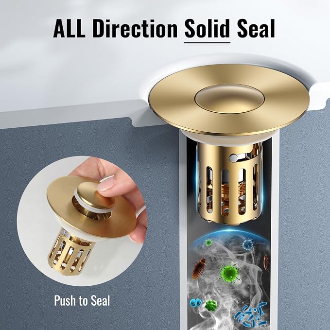 Bathroom Sink Stopper-All Metal Sink Stopper-Universal Fit 99% Bathroom Stopper - Image 6
