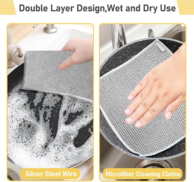 XANGNIER 9 Pcs Non Scratch Wire Dishcloth, 2025 New Upgrade Steel Wool Cleaning - Image 5
