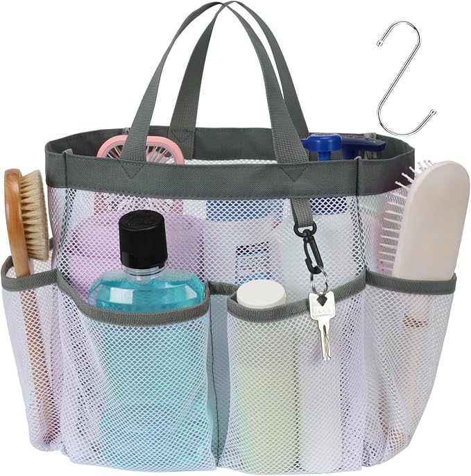 F-color Mesh Shower Caddy Portable, Upgrade Deeper 7 Pockets Shower Bag Basket by F-color