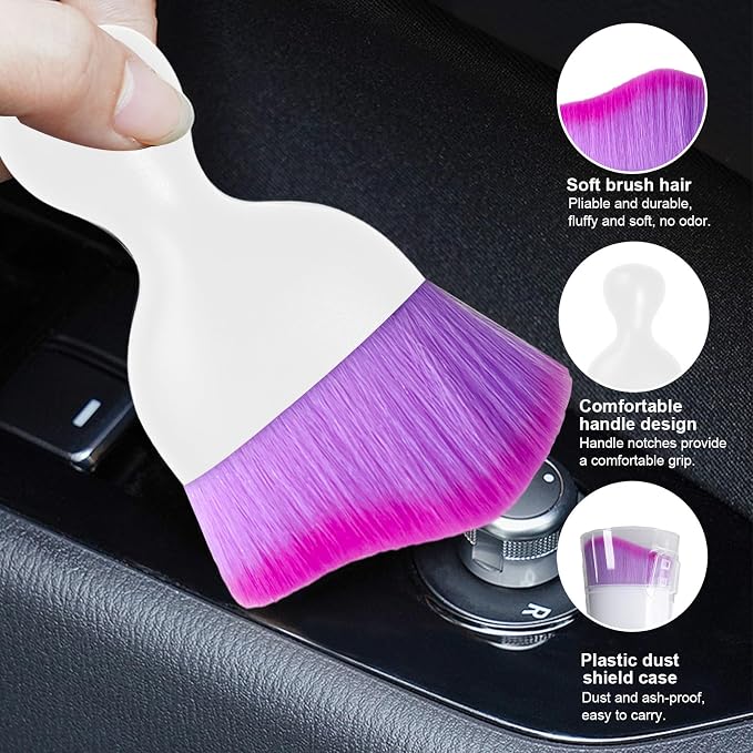 Ziciner 2 PCS Car Detailing Brush, Curved Soft Bristles Auto Removal Dust - Image 3