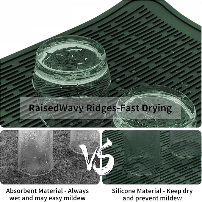 ZLR Silicone Dish Drying Mat for Kitchen Counter, Eco-Friendly Fast Dry Dish Mat - Image 2