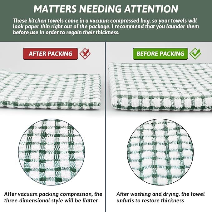 Nialnant 8 Pcs Kitchen Dish Rags, 100% Cotton Kitchen Towels Soft Absorbent - Image 6
