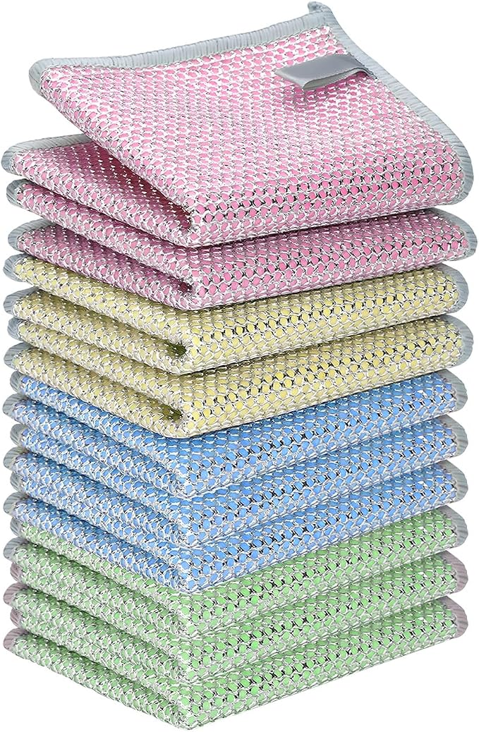 10PCS Upgrade Wire Dishwashing Rag, Non-Scratch, Wet and Dry, Double Layer by Unknown