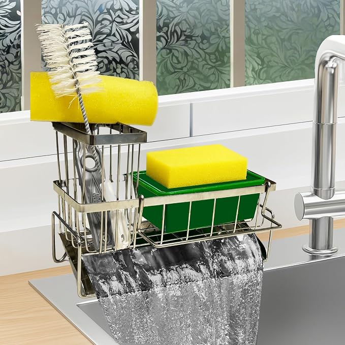 Sponge Holder for Kitchen Sink Self-Draining Sink Caddy by BigKitchen