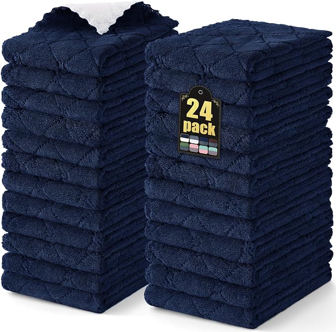Mordimy 24 Pack Kitchen Towels, Super Soft and Absorbent Dish Towels, Coral by Mordimy