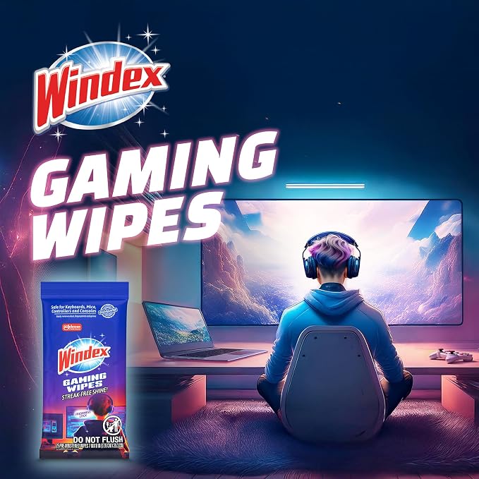 Windex Gaming Cleaning Wipes, Pre-Moistened Wipes to Instantly Clean all Gaming - Image 2