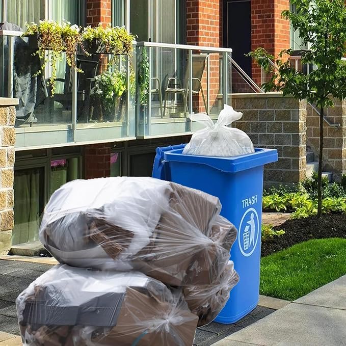 55-60 Gallon Trash Bags, Heavy Duty Clear Plastic Recycling Bags, Construction - Image 7
