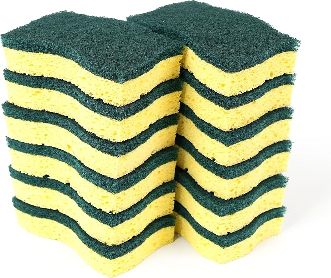 Kitchen Sponges – 12 Pack – Non-Scratch Dual-Sided Cellulose Scrub Sponges by Unknown