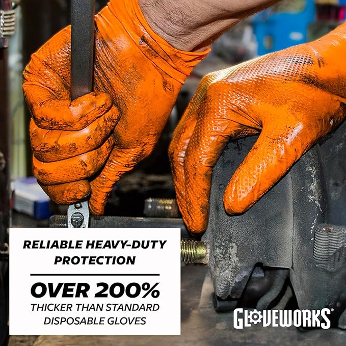 GLOVEWORKS Heavy-Duty Nitrile Gloves, Disposable, Latex Free, 8 Mil, Diamond - Image 2